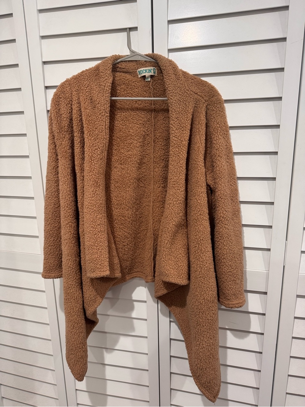 Cozy Open-Front Teddy Blazer in Brown